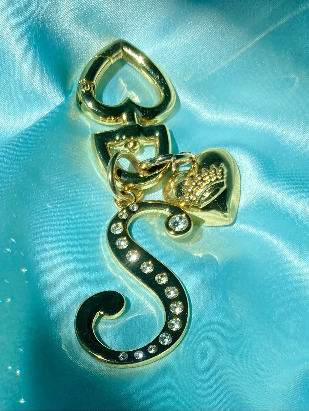 Juicy Couture 'S' Keychain Charm Crown Heart EUC